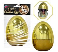 HOVUK Large Golden Egg for Easter, Metallic Plastic Eggs, Easter Centerpiece Golden Egg, Decorative Fillable Easter Eggs for Party Favors Hunt Toys and Game, Size -10cm