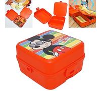 HOVUK Mickey Mouse Lunch Box 13cm, Square Sandwich Box, 3 Compartments, Reusable Food Container for Kids, Kids Lunch Containers for School Work Picnic 3+Years
