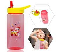 HOVUK Paw Patrol Straw Sippers Printed with Marshall, 420ml Red Colour Plastic Water Bottle, Pop-up Silicone Straw, BPA-Free for Kids 6+ months