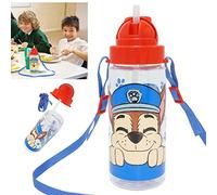 HOVUK Paw Patrol Water Bottle with Straw, Tritan Drinks Bottle for School, Reusable, Leak Proof BPA free, Transparent Bottle for Cycling Sports School Gym Running and Everyday Use 3+Years - 500ml
