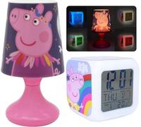 HOVUK Peppa Pig Bedside Table Lamp - Kids Digital Alarm Clocks 8cm, Kids Table Lamp with Light Up LED Clock with 4 Changing Colours, LED Battery Lights for Bedroom Birthday