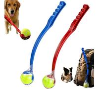 HOVUK Pet Pro Dog Ball Launcher Set with 2 Tennis Balls, 2 Pack 50cm Long Distance Fetch Throwers, Ball Pick-Up Tool for Dogs, Outdoor Interactive Training Toy, Red & Blue