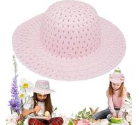 HOVUK Pink Girls Easter Bonnet Hat 16cm - Woven Beige Hat for Girls, Perfect for Easter, Summer Parties, and Fancy Dress - Fun Craft Supplies for Children’s Festive Celebrations