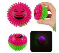 HOVUK Pink/Green 7cm LED Spiky Ball, Two Tone Rubber Sensory Light Up Toy for Kids 3+, Flashing Bounce Ball for Stress Relief