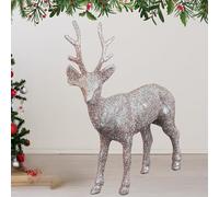 HOVUK Rosegold Glitter Christmas Reindeer Decoration Figurines, 17cm Standing Stag Ornament for Christmas Table Decoration and Gift Bags