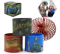 HOVUK Slinky Spring Toys for Boys & Girls | 4x Random Gigantosaurus Walking Spring Toys 7.5cm | Classic Coil Party Favors, Goody Bag Fillers, Fun Gifts for Kids 3+ Years