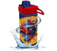 HOVUK Spiderman Kids 500ml Water Bottle - Back to School Boys Water Bottle with Locked Button, Square Plastic Bottles Gift for School Kids 3+Years, Blue & Red