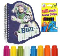 HOVUK Toy Story Buzz to the Rescue Notebook & 8x Colour Swap Fibre Pens with Magic Pen | Kids Art & Craft Stationery Set for Drawing, Writing, School & Creative Gifts