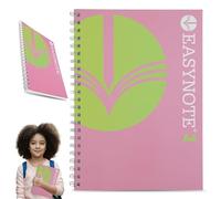 HOVUK Twin-Wired Notebook with 180 Tear-Out Pages, Pink A4 Hardcover Notebooks Pre-Perforated Pages, College Ruled Notebook of 80gsm with Fient Lines, Size 30cm