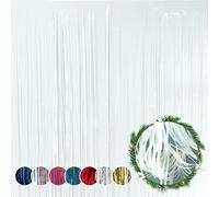 HOVUK White Tinsel Curtain Party Backdrop 1.2M - Foil Curtain Wall Decorations, Metallic Tinsel Door Hanging Foil Silk Streamers for Birthday Wedding Holiday Party