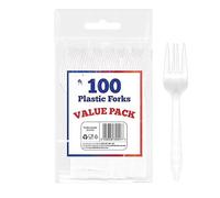 How 100 Premium White Forks, Heavy Duty Forks, Microwave-Safe Solid Tablefork, 6" Long Cutlery Set Washable & Reusable