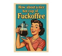 How About A Nice Hot Cup Poster, Vintage Retro Funny Print, Kitchen Wall Art, A4 (Print Only) - 29.7x21cm