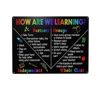 How are We Learning Partners Groups Independent Whole Class Aluminium Tin Metal Sign Wall Decor Fun Decoration for Home Kitchen Bar Room Garage Vintage Poster Plaque 12"x 8"