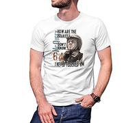 How are Your Brakes Inspired Steve McQueen Sepia Art Men's White T-Shirt Size L