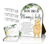 How Big is Mommy's Belly, Winnie Baby Shower Game, 54pcs Classic Winnie Themed Baby Shower Party Birthday Game Decorations,50 Guessing Cards, 3 Rolls 120 Feet Measuring Tape