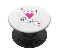How Did I Get So Lucky Ace Card Hearts Couple Anniversary PopSockets Adhesive PopGrip
