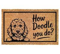 How Doodle You Do Doormat - Cute Dog Quote Entrance Rug with Puppy Design - Indoor Outdoor Front Door Floor Mat for Porch Patio Entryway Decoration - Durable Non Slip Rug for Home Accent