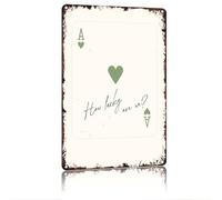 How Lucky Are We Framed Print Ace of Hearts Playing Card Sage Green Vintage Aluminum Metal Tin Signs 8x12 Inch -For Living Room Backyard Patio Porch Kitchen Wall Decor