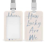 How Lucky are We Minimalistic ID Badge Holder Retractable Clip Card Holder Card Protector Name Badge Name Tag for Work Office Doctor Nurse