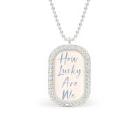 How Lucky Are We Minimalistic Rectangle Pendant Necklace Silver Women Jewelry Alloy Keychain Tag Jewelry