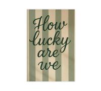 How Lucky Are We Sage Green Stripe Quote Canvas Poster Bedroom Decor Landscape Office Room Decor Gift 08x12inch(20x30cm)