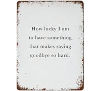 How Lucky I Am to Have Something That Makes Saying Goodbye so Hard Sign Vintage Tin Signs Home Kitchen Decorations Wall Decor Metal Poster for Room 8" x 12"