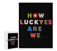 How Luckyes Are We Print Jigsaw Puzzle for Adults Wooden Challenging Puzzles Gift for Family Friends