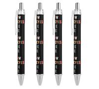 How Luckyes Are We Print Retractable Ballpoint Pen Black Ink Ball Point Pen Work Pens 4 PCS
