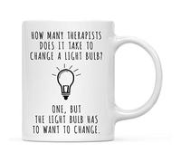 How Many Therapists Does It Take to Change A Lightbulb? Ceramic Drinkware Novelty Coffee Mug Cute Mug for Latte Cocoa Beverages 330Ml