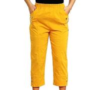 How Nice is that Womens 3 Quarter Button Detail Pocket Capri Trouser Mustard - Size UK 18