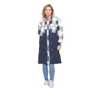 How Nice is that Womens Check Print Contrast Quilted Pockets Jacket - Navy Blue UK 16-18