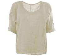 How Nice is that Womens Plain Linen Turn-up 3/4 Sleeve Crop Top