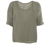 How Nice is that Womens Plain Linen Turn-up 3/4 Sleeve Crop Top
