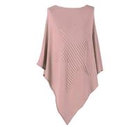 How Nice is that Womens Soft Feel Star Pattern Ribbed Knitted Poncho Baby Pink One Size (Fits UK 8-22)