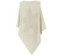 How Nice is that Womens Soft Feel Star Pattern Ribbed Knitted Poncho Biege One Size (Fits UK 8-22)