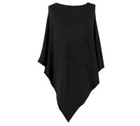 How Nice is that Womens Soft Feel Star Pattern Ribbed Knitted Poncho Black One Size (Fits UK 8-22)