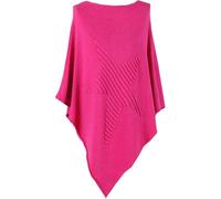 How Nice is that Womens Soft Feel Star Pattern Ribbed Knitted Poncho Fuchsia One Size (Fits UK 8-22)