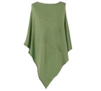 How Nice is that Womens Soft Feel Star Pattern Ribbed Knitted Poncho Khaki One Size (Fits UK 8-22)