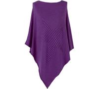 How Nice is that Womens Soft Feel Star Pattern Ribbed Knitted Poncho Purple One Size (Fits UK 8-22)