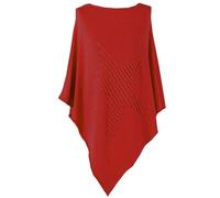 How Nice is that Womens Soft Feel Star Pattern Ribbed Knitted Poncho Red One Size (Fits UK 8-22)
