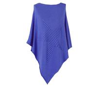 How Nice is that Womens Soft Feel Star Pattern Ribbed Knitted Poncho Royal Blue One Size (Fits UK 8-22)
