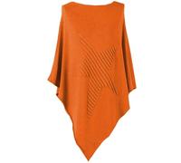 How Nice is that Womens Soft Feel Star Pattern Ribbed Knitted Poncho Rust One Size (Fits UK 8-22)