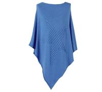 How Nice is that Womens Soft Feel Star Pattern Ribbed Knitted Poncho Turquoise One Size (Fits UK 8-22)