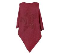 How Nice is that Womens Soft Feel Star Pattern Ribbed Knitted Poncho Wine One Size (Fits UK 8-22)