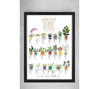 How Not to Kill House Plants, A4 Framed 31 x 23 cm, Wall Art Poster Print Guide for Gardnerers/Amateur Botanists