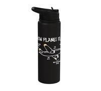 How Planes Fly Airplane Flight Aviation Pilot Diagram Stainless Steel Insulated Water Bottle