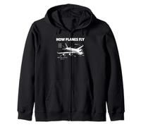 How Planes Fly Funny Pilot Aviation Zip Hoodie