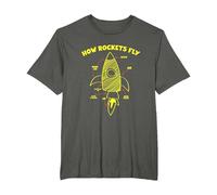 How Rockets Fly Magic Air Aerospace Engineering Scientist T-Shirt, Men's Big and Tall, Asphalt Grey, 3X Tall