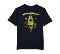How Rockets Fly Magic Air Aerospace Engineering Scientist T-Shirt, Men's Big and Tall, Black, 3X Tall