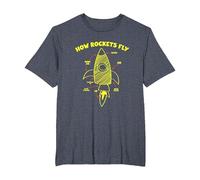 How Rockets Fly Magic Air Aerospace Engineering Scientist T-Shirt, Men's Big and Tall, Heather Blue, 4X Tall